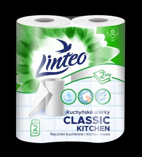 Linteo Classic bílé kuchyňské utěrky, 2vrstvé, 2 role