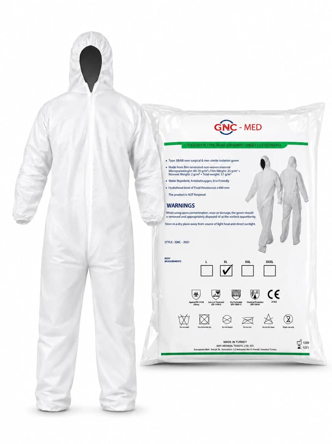 GNC-MED jednorázový ochranný oblek, vel. XL