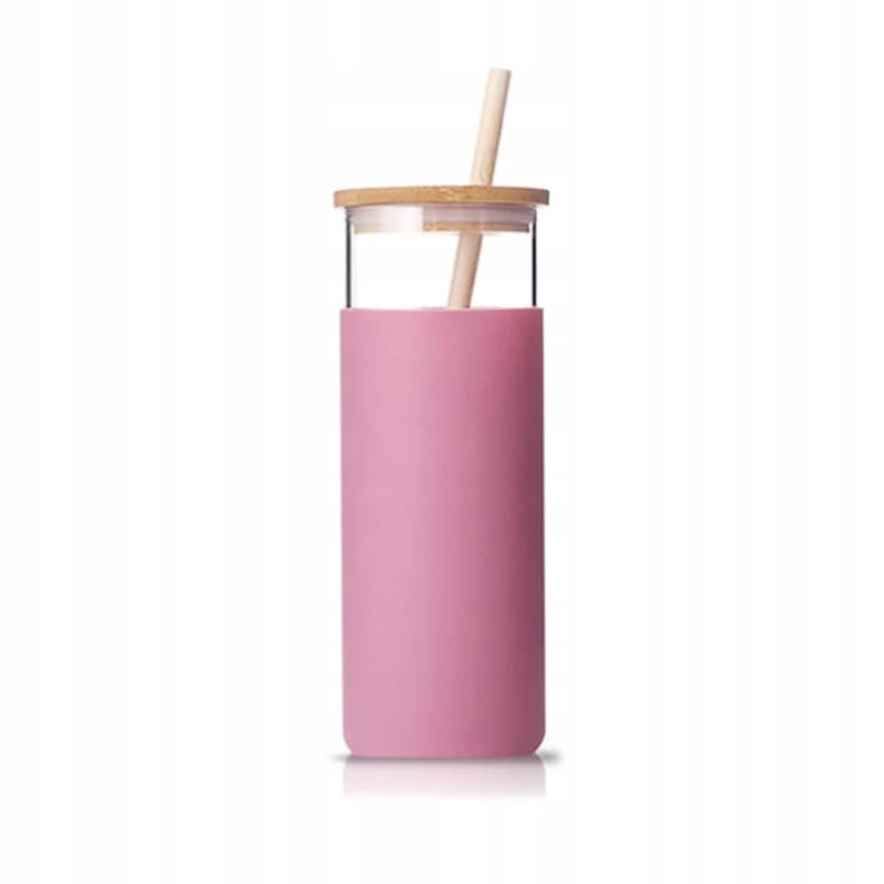 Skleněná láhev Nordvik s brčkem 500ml - Růžová