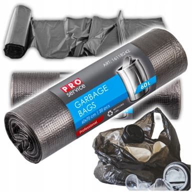 Odpadkové pytle černé Pro Service HDPE univerzální 60x70, 60l
