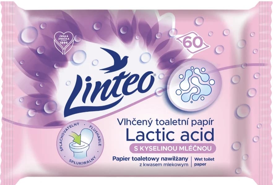 Linteo vlhčený toaletní papír s kyselinou mléčnou 60 ks