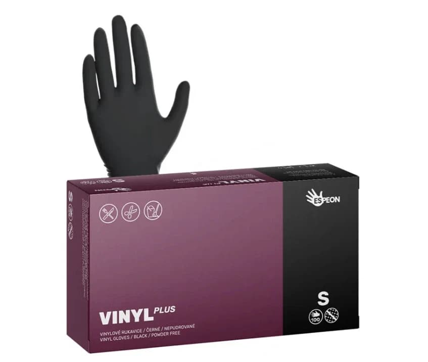 ESPEON PLUS vinylové rukavice černé, S 100 ks