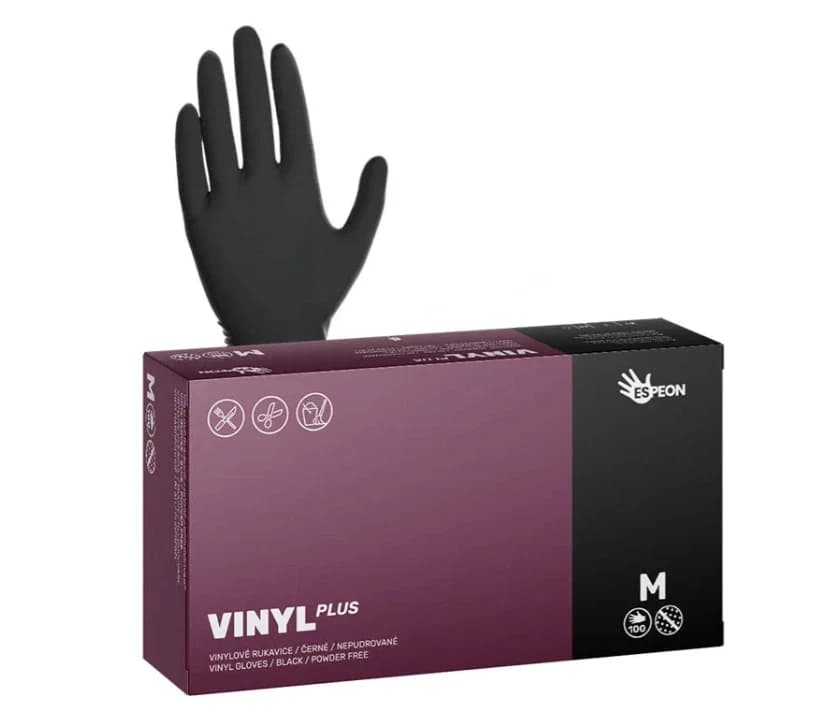 ESPEON PLUS vinylové rukavice černé, M 100 ks