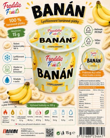 Lyofilizovaný banán Freddie Snack - plátky 15g