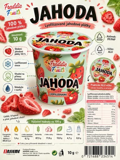 Lyofilizovaný jahoda Freddie Snack - plátky 10g