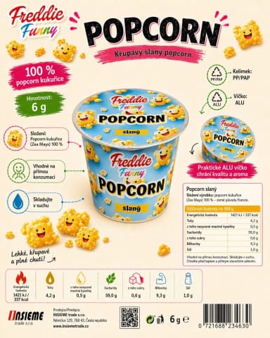 Popcorn slaný Freddie Snack - 6g
