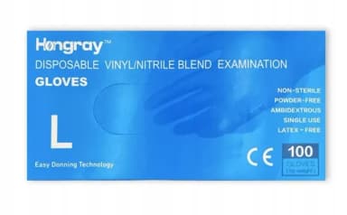 Hongray vinyl/nitril rukavice modré bez pudru, vel. L, 100 ks - po expiraci