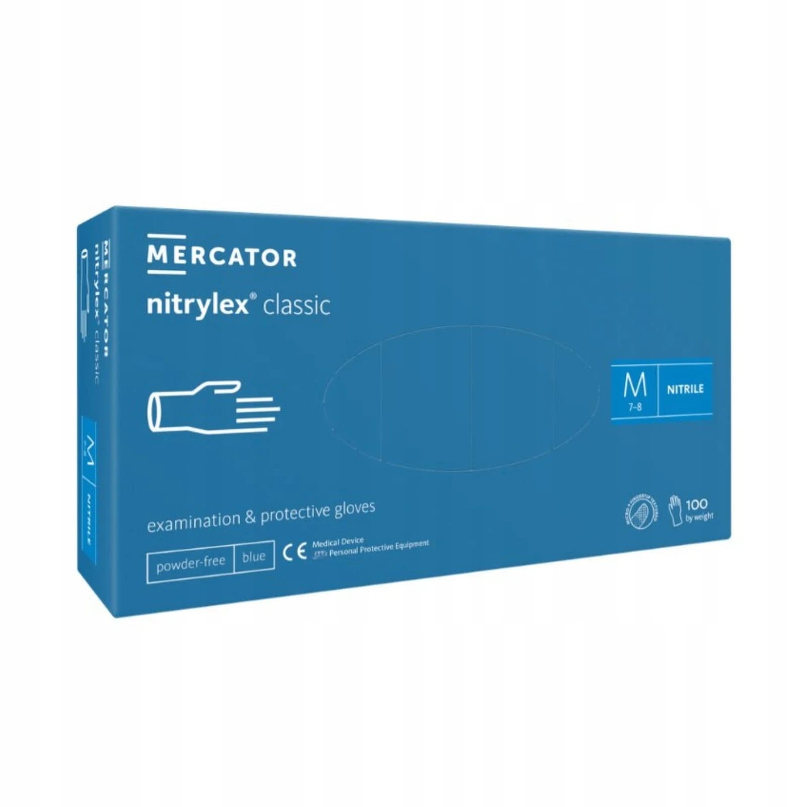 Mercator Nitrylex Classic nitrilové rukavice modré, vel. M, 100 ks