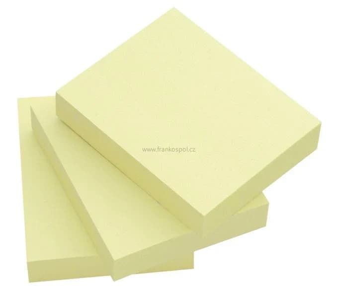 Samolepicí bloček 38 x 51 mm, žlutý, 100 lístků, 1ks