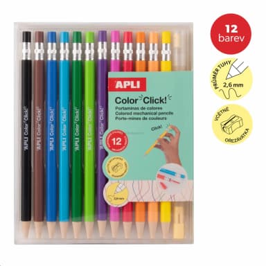 Mechanické pastelky APLI Color Click, sada 12 ks