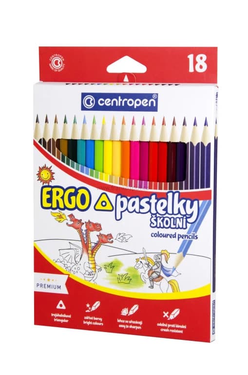 Pastelky CENTROPEN 9521, trojhranné, 18 barev
