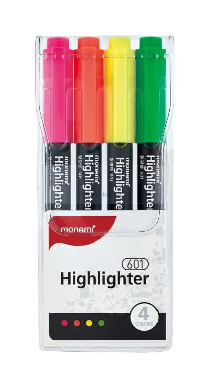 Zvýrazňovač MONAMI 601, neonové barvy, sada 4 ks