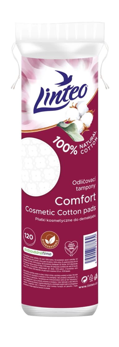 Linteo Comfort odličovací tampony ze 100% bavlny, 120 ks