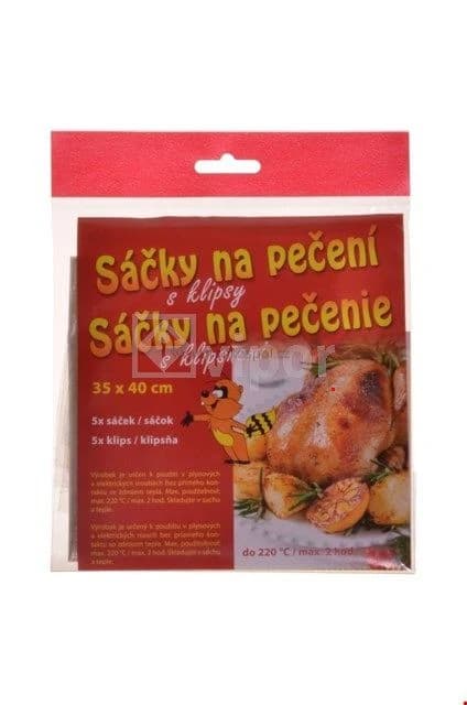 Sáčky na pečení 35 × 40 cm + klipsy, 5 ks