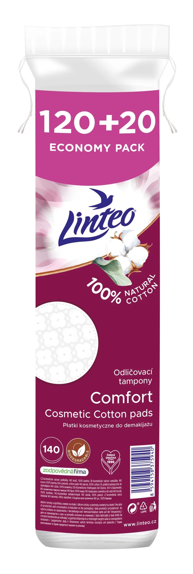 Linteo Comfort odličovací tampony, 120 + 20 ks