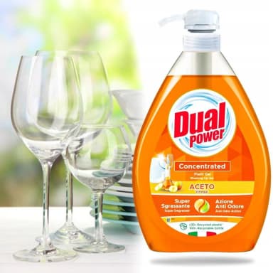 Prostředek na mytí nádobí gel koncentrát s jablečným octem Dual Power 1 l