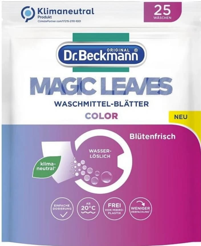 DR. BECKMANN MAGIC LEAVES COLOR, prací prostředek v ubrouscích na barevné prádlo, 25 ks