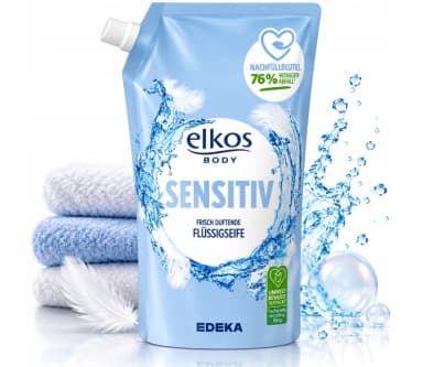 Elkos tekuté mýdlo Sensitive, náhradní náplň, 1 l