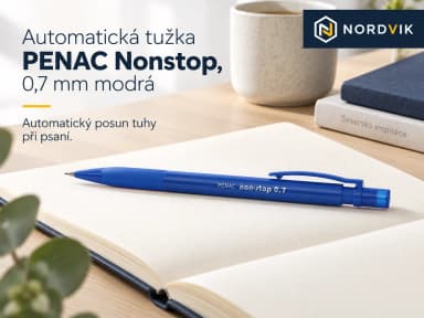 Automatická tužka PENAC Nonstop, 0,7 mm modrá, produktová fotografie v prostředí Nordvik