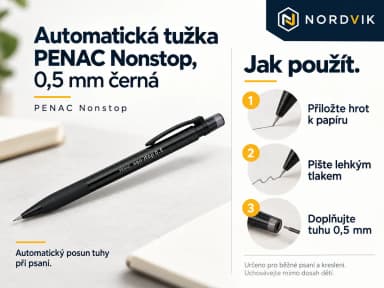 Automatická tužka PENAC Nonstop, 0,5 mm černá, návod k použití
