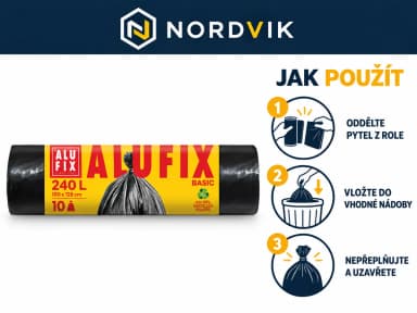 ALUFIX Economy Basic černé pytle na odpad 240 l, 10 ks, návod k použití