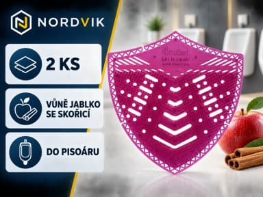 4Toilet SHIELD vonné sítko do pisoáru Jablko se skořicí, 2 ks, produktová infografika