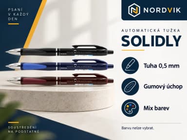 Automatická tužka SOLIDLY, 0,5 mm, mix barev, produktová infografika
