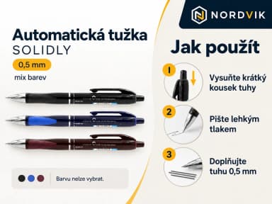 Automatická tužka SOLIDLY, 0,5 mm, mix barev, návod k použití
