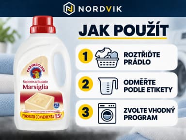 Chante Clair gel na praní Marseillské mýdlo, 1,5 l / 27 praní, návod k použitia