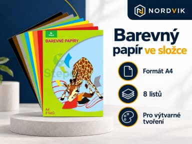 Barevný papír ve složce, produktová infografika