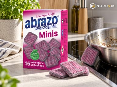 Abrazo abrazolino Mini-Pads mýdlové drátěnky, 16 ks, produktová fotografie v prostředí Nordvik