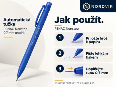 Automatická tužka PENAC Nonstop, 0,7 mm modrá, návod k použití