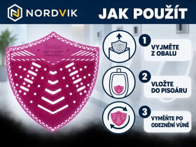 4Toilet SHIELD vonné sítko do pisoáru Jablko se skořicí, 2 ks, návod k použití