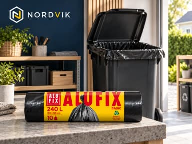 ALUFIX Economy Basic černé pytle na odpad 240 l, 10 ks, produktová fotografie v prostředí Nordvik