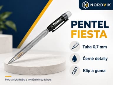 Automatická tužka PENTEL FIESTA, 0,7 mm, produktová infografika