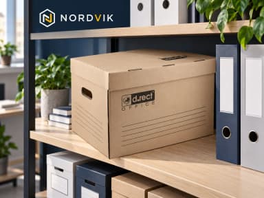 Archivační krabice D.RECT 2100, 431 x 333 x 294 mm, produktová fotografie v prostředí Nordvik