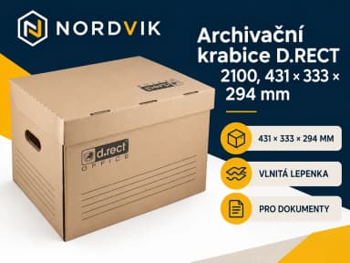 Archivační krabice D.RECT 2100, 431 x 333 x 294 mm, produktová infografika