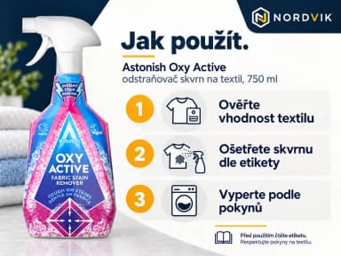 Astonish Oxy Active odstraňovač skvrn na textil, 750 ml, návod k použití