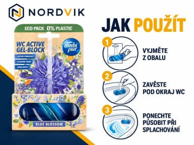 Ambi Pur WC gelová závěska Blue Blossom, 45 g, návod k použití