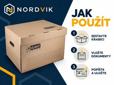 Archivační krabice D.RECT 2100, 431 x 333 x 294 mm, návod k použití