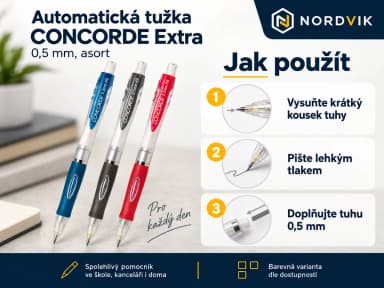 Automatická tužka CONCORDE Extra, 0,5 mm, asort, návod k použití