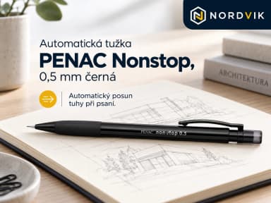 Automatická tužka PENAC Nonstop, 0,5 mm černá, produktová fotografie v prostředí Nordvik